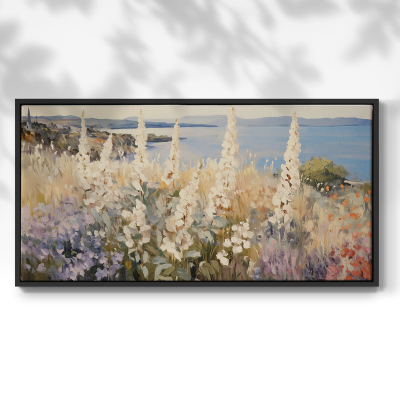 Botanical Series-CCLIX- Toile tendue avec châssis tendue, prête à être accrochée, H 21 po x l 41 po, Noir