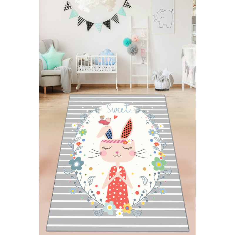 Machine Washable Area Rug, 100% Polyester, 4.6 x 6.2 Feet | Antibacterial, Non-Slip Underside, Pile Height: 0.4 Inches | Durable & Easy Care, Perfect for Living Room, Bedroom, and Dining Areas