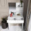 Meuble-lavabo de 55 po de hauteur en blanc antique avec miroir