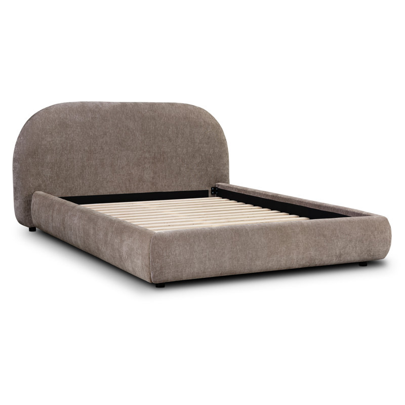 Lit plateforme entièrement rembourré Genoa, Grand, Brun taupe