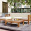 5 patios d'extérieur, finition naturelle, coussins beiges, structure à eau, pour les sièges de jardin et de divertissement, bois, tissu, temps de plaisir