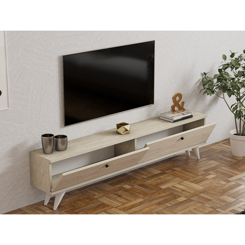 Puqa Design Unfinished TV Stand for TVs up to 70", White