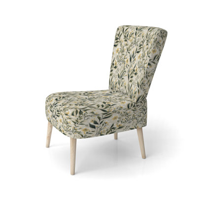 Zen Foliage - Upholstered Scandinavian Side Chair, Green Accent Chair