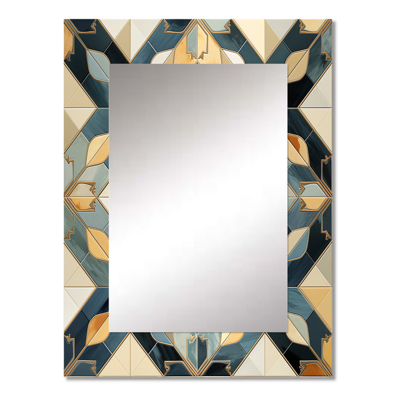 Heba - Teal Modern Wall Mirror, 32 po x 24 po