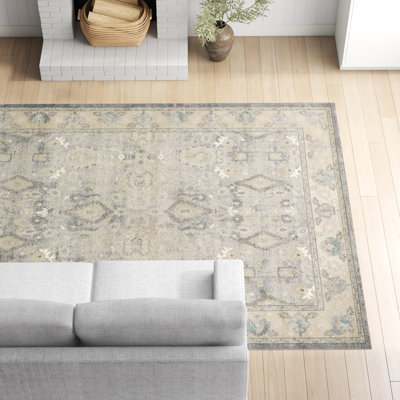 Tapis gris / ivoire / bleu Gwendolyn