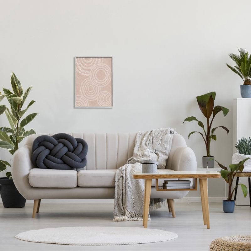 «Boho Circles Beige» encadré, estampe numérique par JJ Design House LLC, H 20 po x l 16 po x P 1,5 po