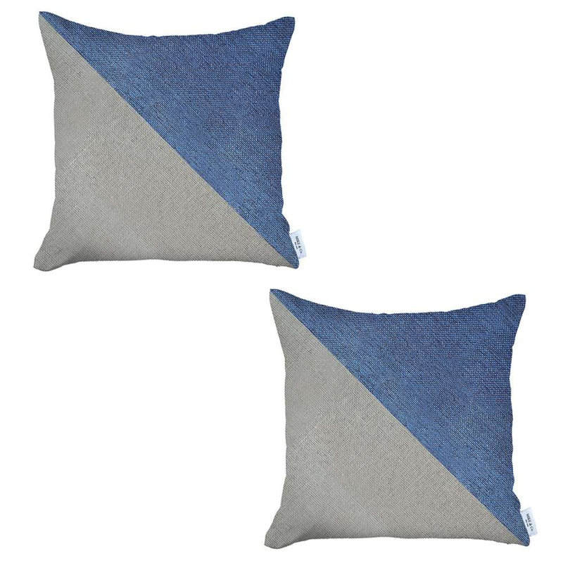 Reversible Throw Pillow, Blue/Ivory