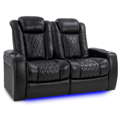 Cinéma maison inclinable électrique en cuir véritable 65 po avec porte-gobelet Tuscany