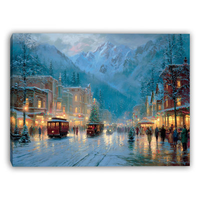 Mountain Trolle Christmas Night - Art mural sur toile tendue