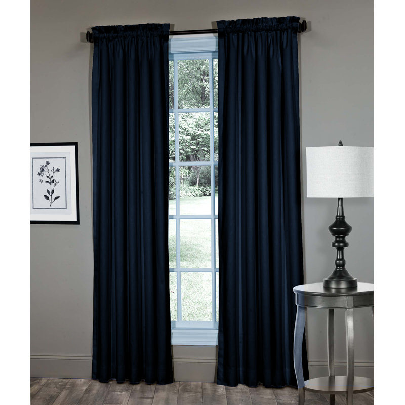 Cotton Twill Lined Rod Pocket Panels (pair), Blue