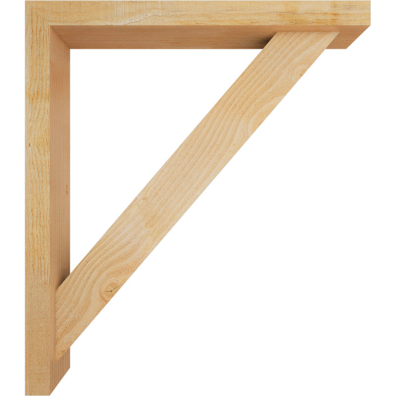 Traditional Block Bracket with Offset Brace, 32 x 28, 4"W Douglas Fir (Rough Sawn)