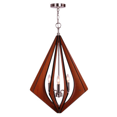 Kylan 3 - Light Wood Geometric Chandelier