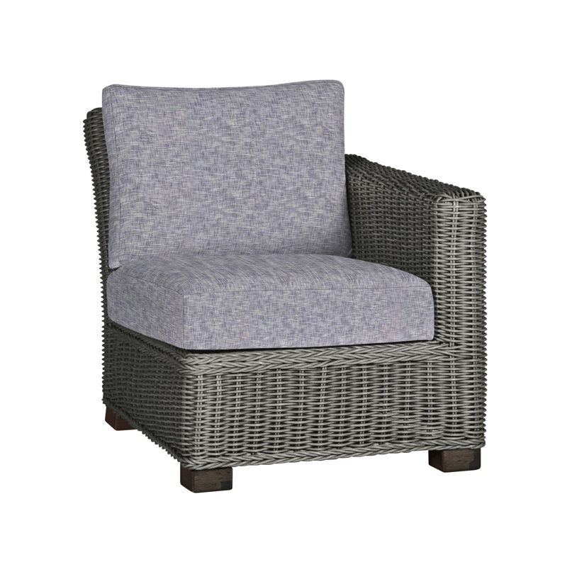 Rustic Woven Sectional Right - Slate Grey, Slate Grey, No Welt, Snow Sunbrella® Linen