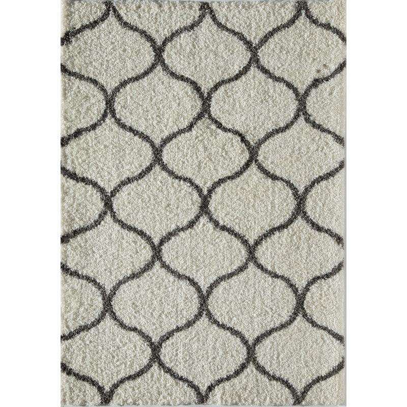 Tapis gris anthracite ivoire Feather, 8 pi x 10 pi