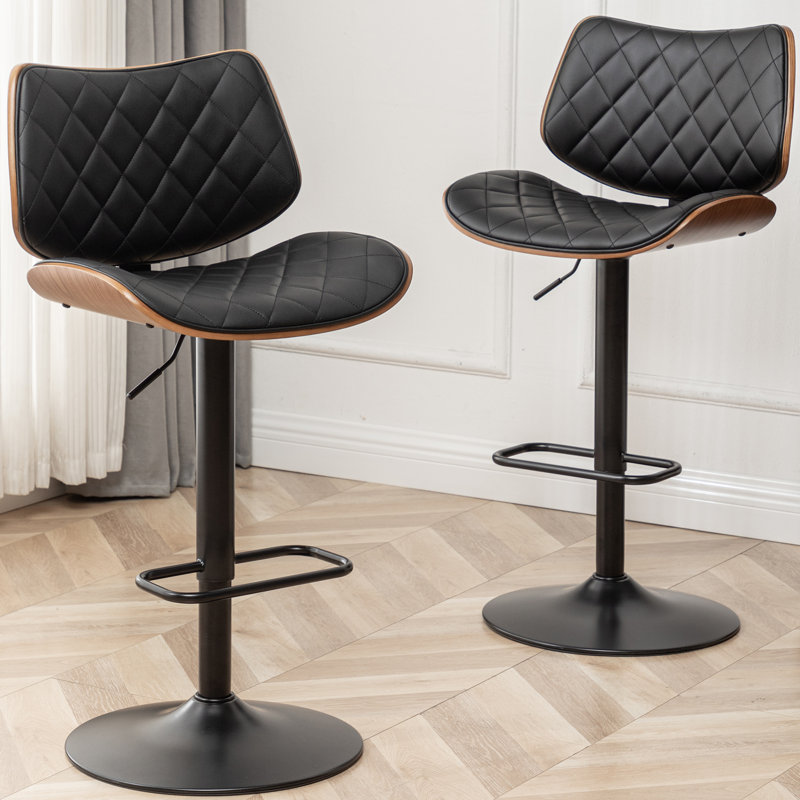 Odawa Swivel Adjustable Height Bar Stool, Black