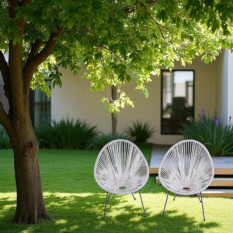 Ensemble de 2 chaises longues d'extérieur avec poudre, Blanc