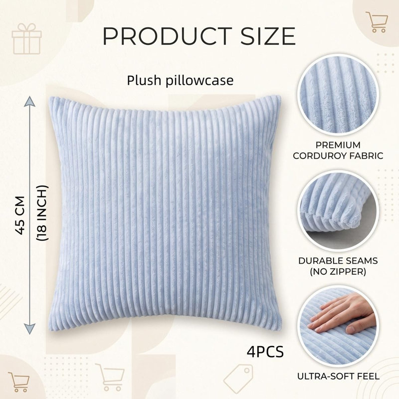 Housse de coussin simple à rayures, Water Blue