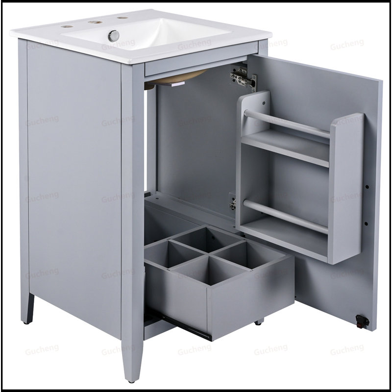 20.3"Bathroom Vanity With Functional Drawer, Gray