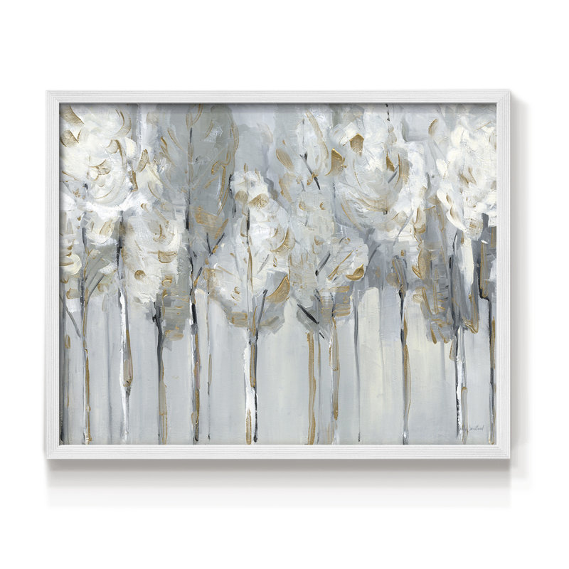 Arbre argenté et doré - reproduction encadrée - réarmable, H 22 po x l 28 po, Blanc
