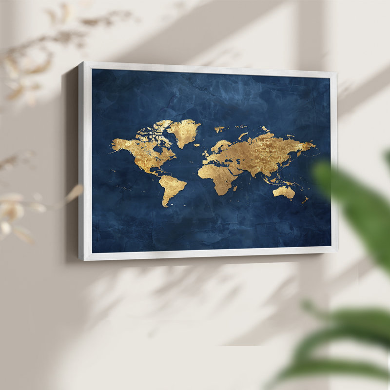 Map Series-XII -Framed Print - Restickable, 8" H x 10" W, Blanc