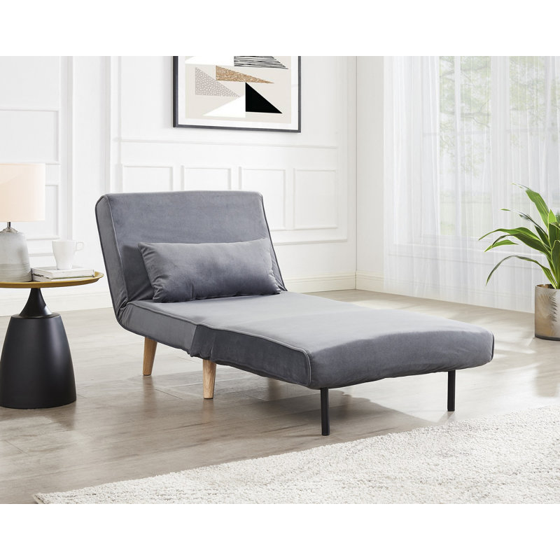 Griswalda 1 Seater Velvet Reclining Futon, Grey Velvet
