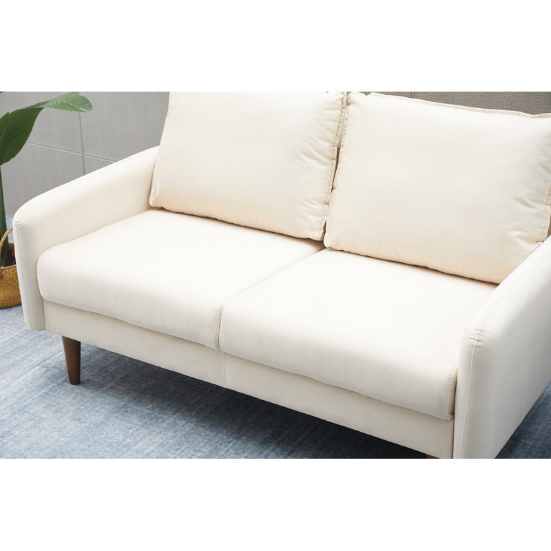 Causeuse de salon en velours Abdur-Rasheed, Velours beige