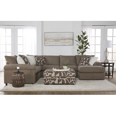 3-Piece Large Upholstered U-Shaped Sectional Sofa With Chaise And Reversible Cushions - Cush Putty