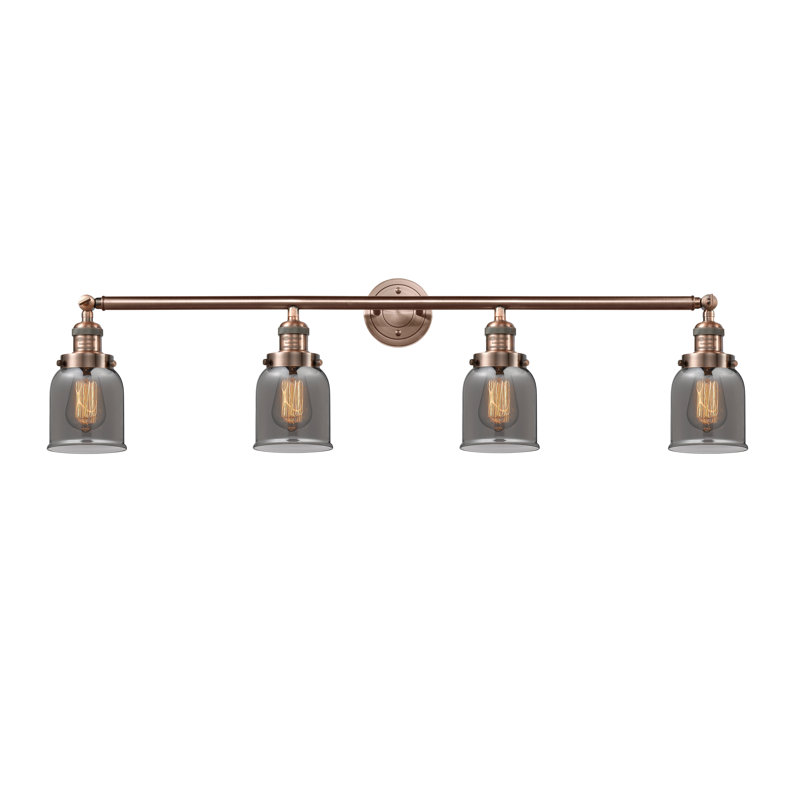 Bell - 4 Light 42" Bath Vanity Light - Antique Copper Finish - Light Smoke Shade, Antique Copper