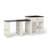 83.1" Extendable Kitchen Island with Slide-Out Dining Table, Creamy White MDF and Glass Console