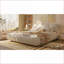 Grand lit plateforme en bois massif avec tête de lit rembourrée surdimensionnée - beige, aucun sommier nécessaire pour la chambre principale-1439048515-1439048516