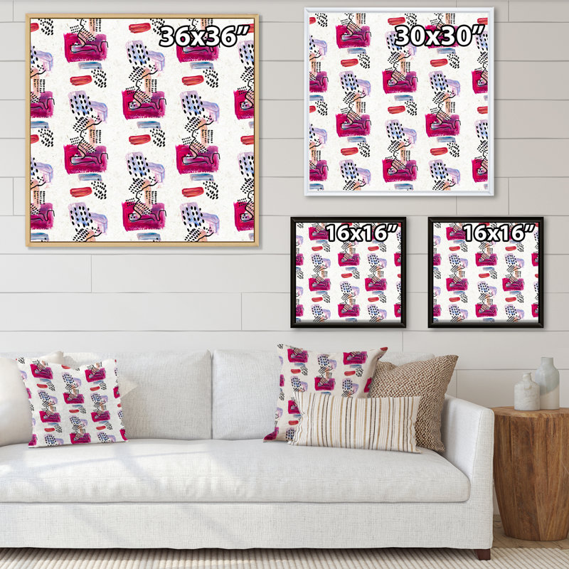 «Blue and Black Retro Strokes On White», reproduction d'art sur toile à motifs, H 16 po x l 16 po x P 1 po
