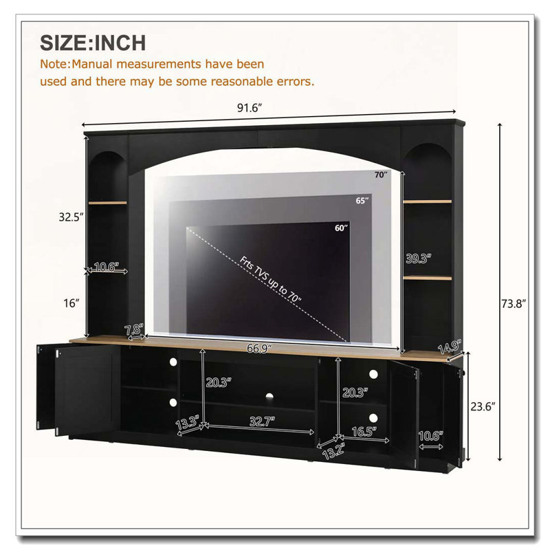 Meuble audio-vidéo avec meuble télé Elegant, Black