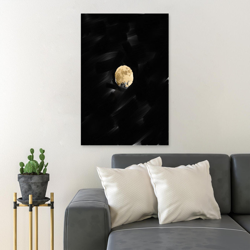 Pleine lune et ciel nocturne foncé, impression sur toile tendue, H 14 po x l 11 po x P 2 po