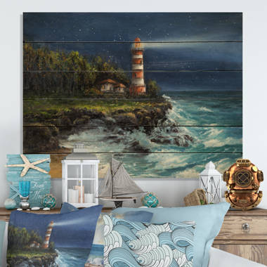 Vintage Style Paint by Numbers Kit for Adults Beginner, Lighthouse on Rocky  Seashore , Canvas Painting Kit Rustic Decor DIY Art Kit 
