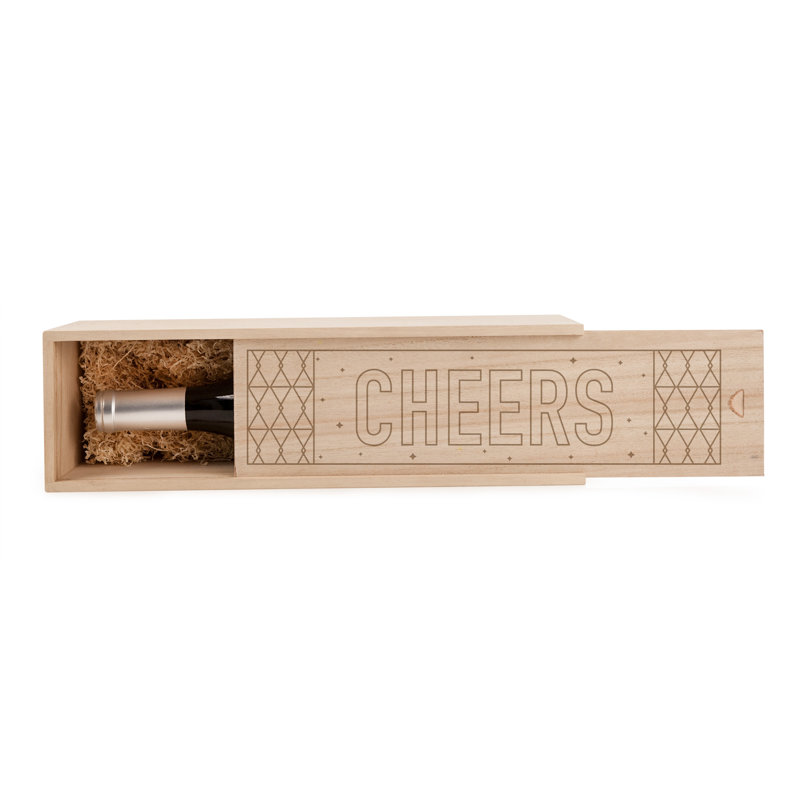 Single Bottle Wood Wine Box, Cheers