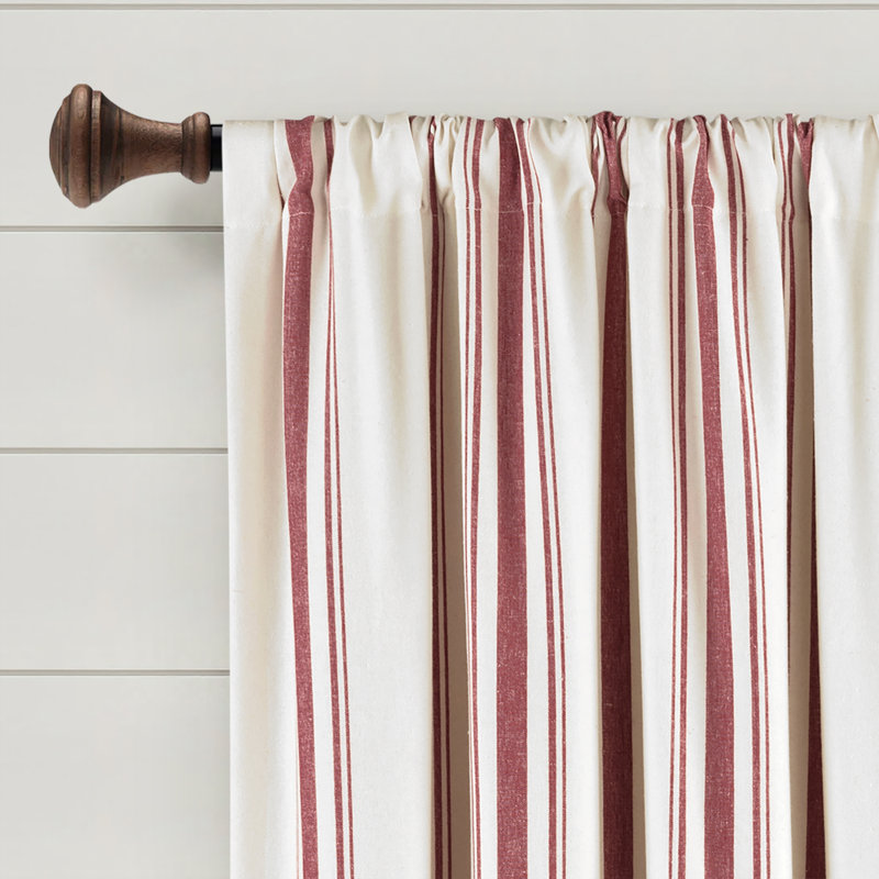 Cotton Blend Semi Sheer Curtain Pair, 42" W x 63" L, Red