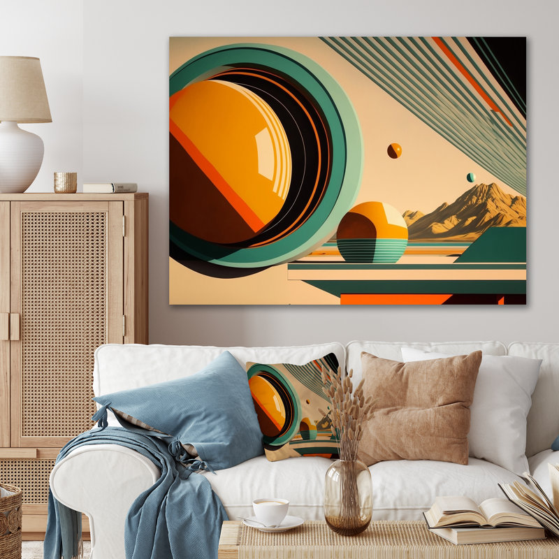 Impression sur toile tendue, rétro Mid-century III, H 12 po x l 20 po x P 1 po