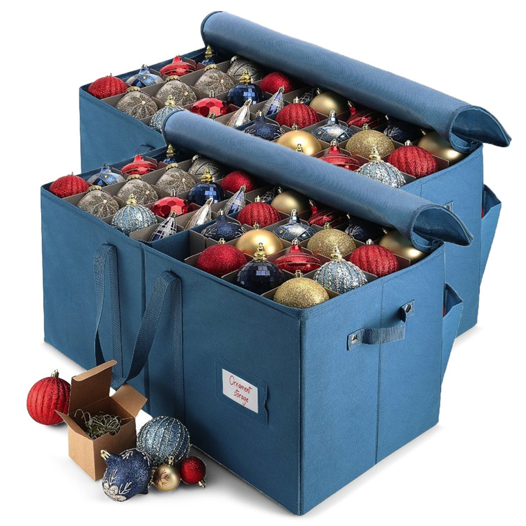 The Holiday Aisle® 72 (3 in.) Christmas Ornament Storage Box with Side  Pockets & Reviews