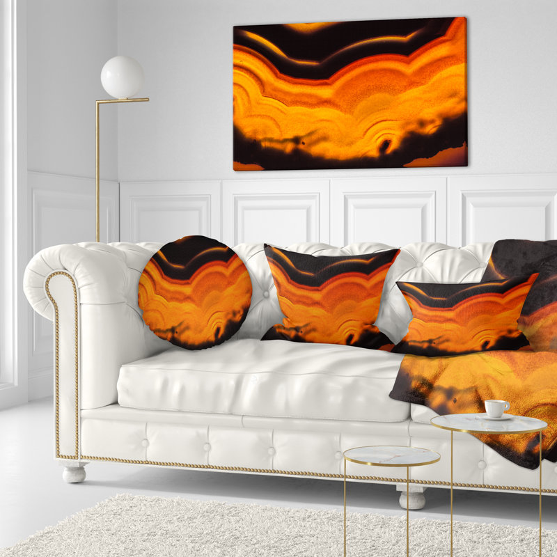 Agate Macro Orange - Abstract Printed Pillow