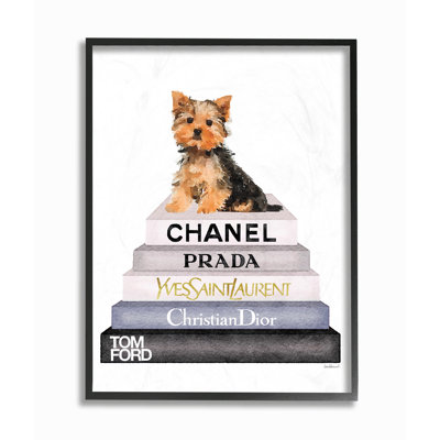 " High Fashion Bookstack Yorkie Dog "