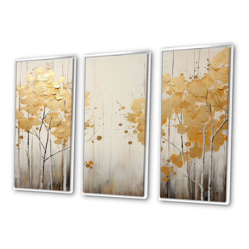 Deshong - ensemble d'art mural forêt, H 28 po x l 36 po x P 1 po, Cadre flottant blanc