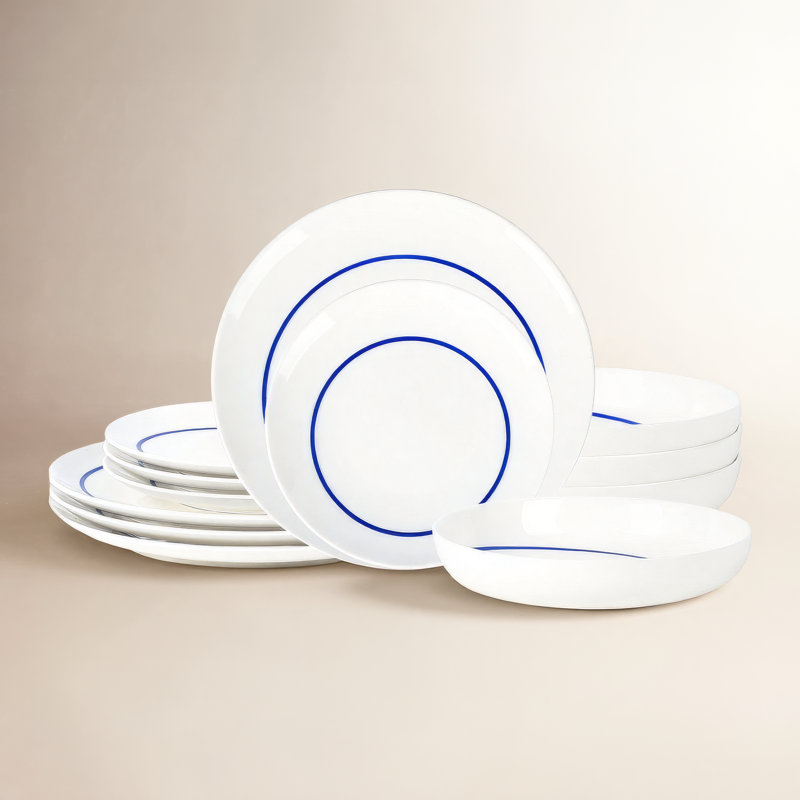 Stone Lain Luna 12-Piece Dinnerware Set Porcelain, Blue