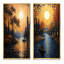 «Yellow Canal Golden Hour Glow», 2 pièces sur toile-67196700-67196701