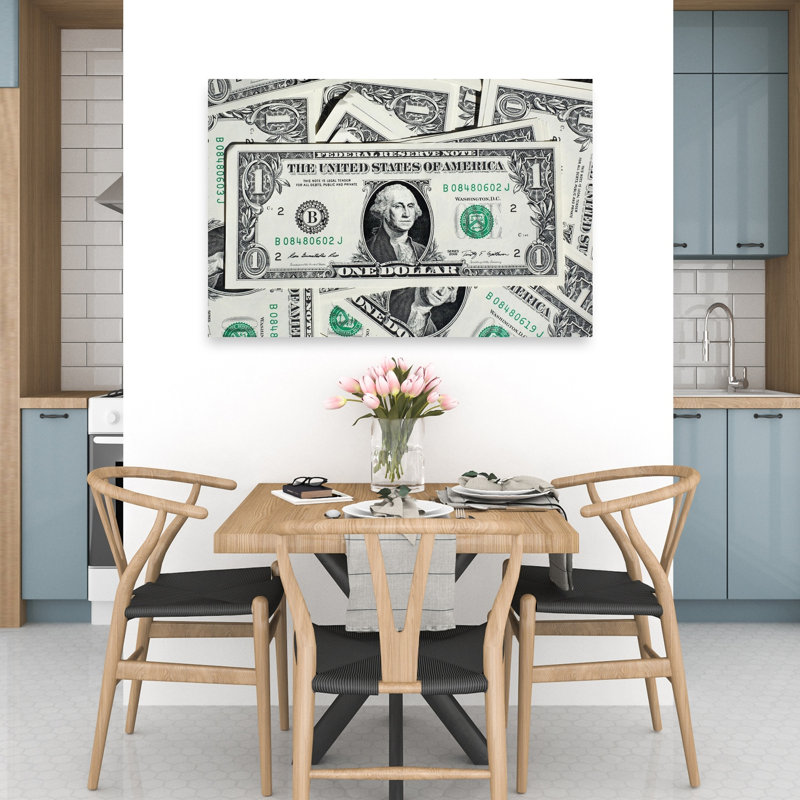 American One Dollar Bill Contemporary Wall Art Print 1 Piece Wrapped Canvas Wall Art, 81.28cm H x 121.92cm W