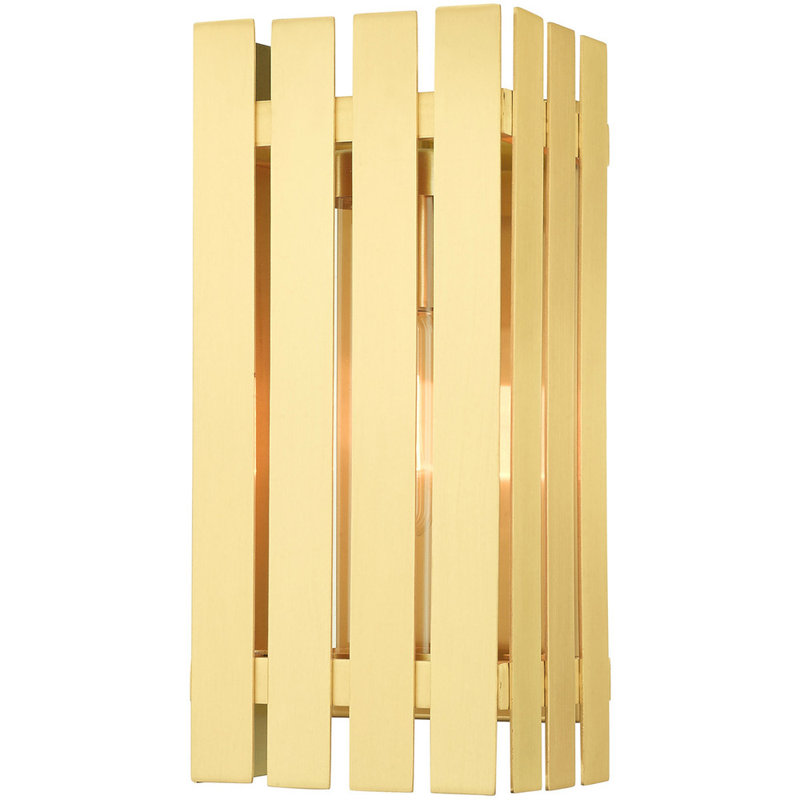Applique murale en laiton massif, Laiton satiné, H 10 po x l 6 po x P 6 po