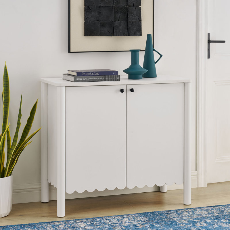 Emmeline 35" 2-Door Scalloped Sideboard Cabinet, White