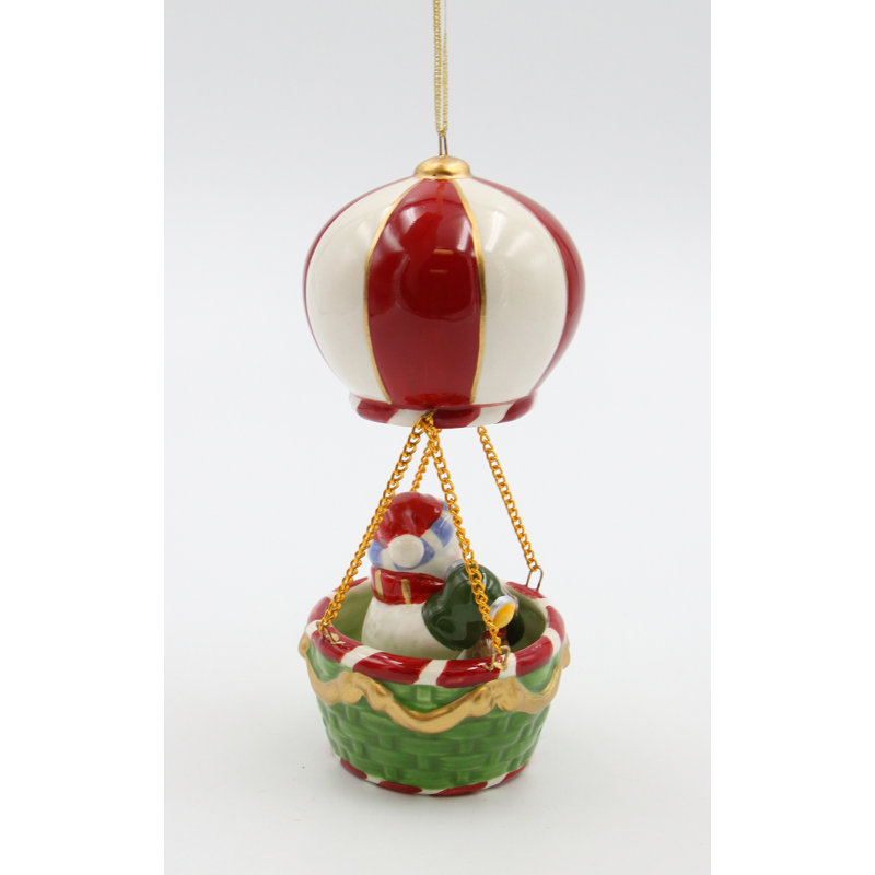 Bonhomme de neige en montgolfière - Décoration à suspendre - 13,7 cm (5 3/8 po) de hauteur