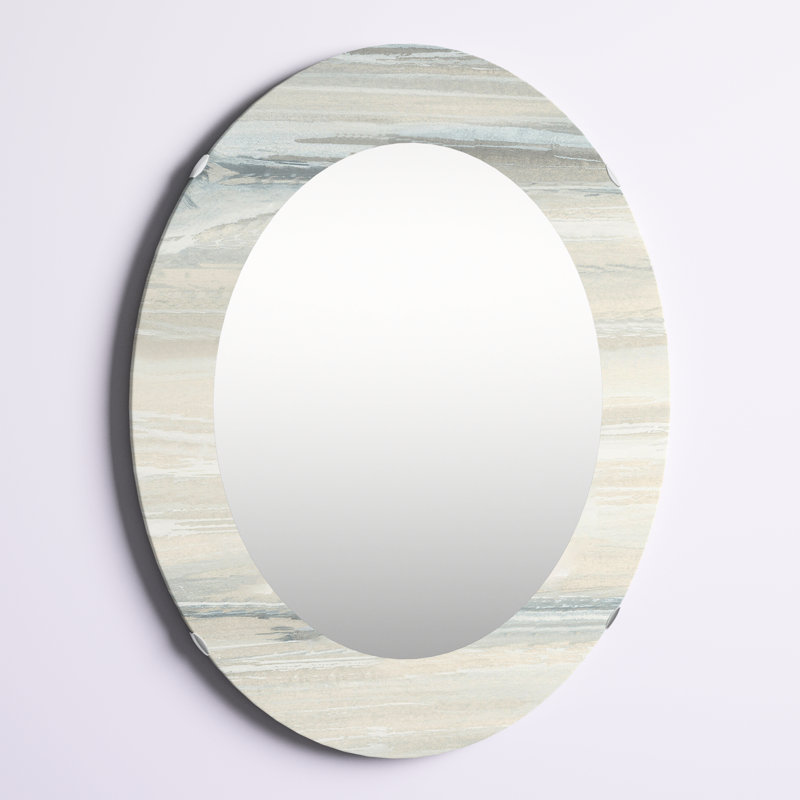 Watercolor Colorfields I - Printed Modern Mirror - Oval or Round Wall Mirror, 29.5" H x 19.5" W