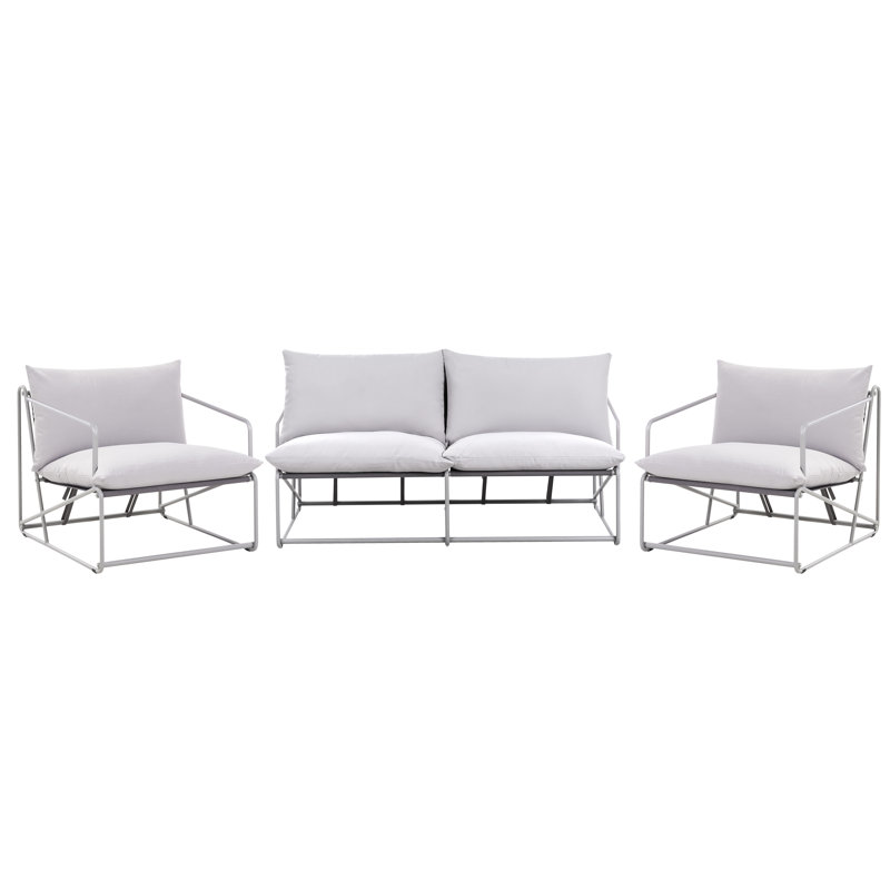 Garden Sofa Set 4 Seater Sundos Metal Taupe, Grey/Grey