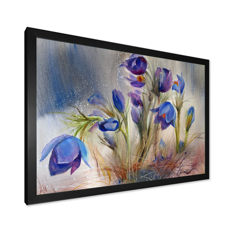 Beautiful Blue Spring Flowers Ii - reproduction d'art sur toile, Cadre noir, H 8 po x l 12 po x P 1 po